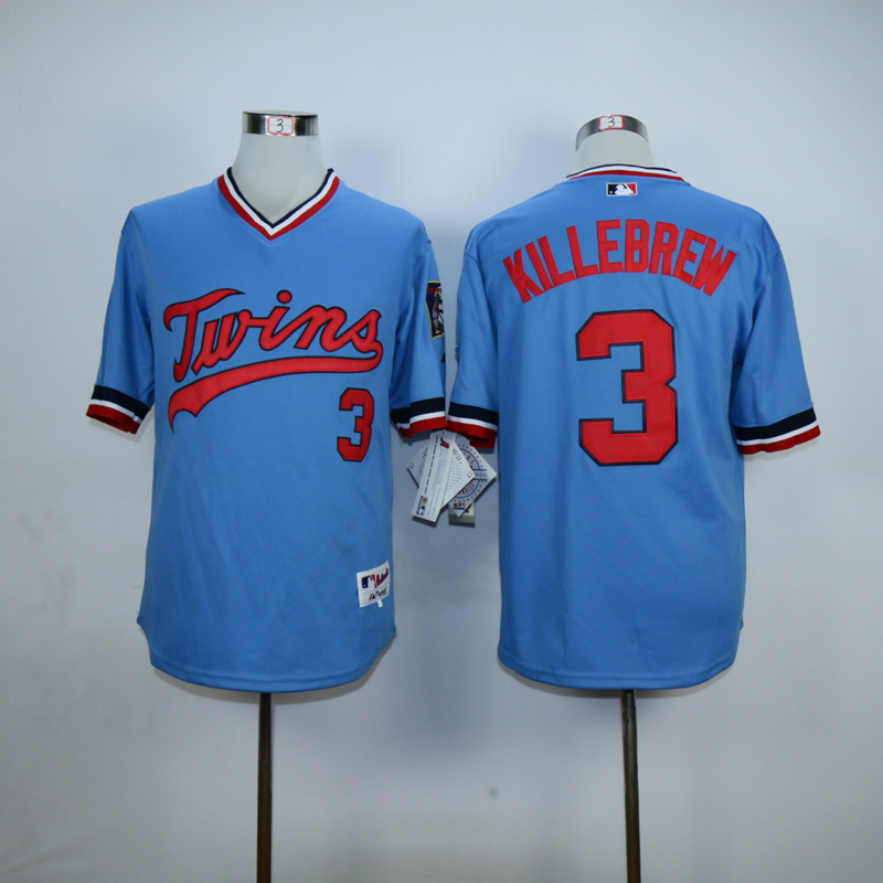 Men Minnesota Twins 3 Killebrew Blue Throwback MLB Jerseys